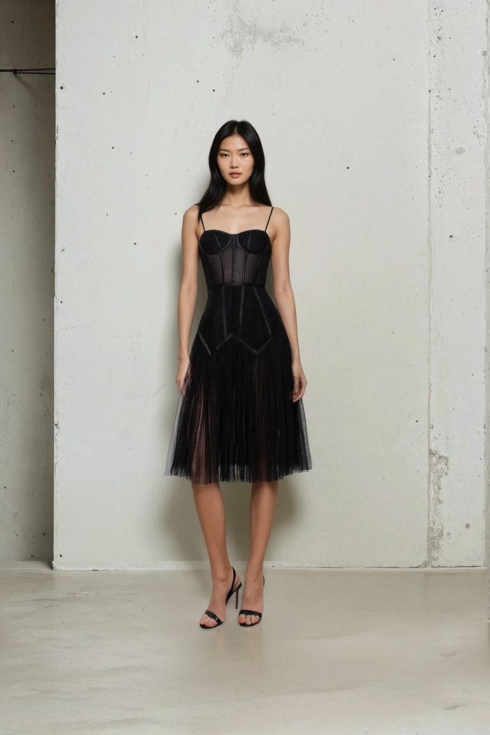 Edition 03 — No. 010 — black corset tulle dress, one-of-one couture piece, Haniye atelier Dubai